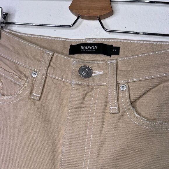 HUDSON Abbey Ripped High Waist Bootcut Jeans Color Beige Womens Size 23 - Picture 8 of 14